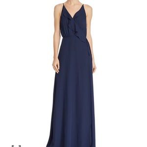 WAYF Emma Ruffle Wrap Gown- Navy